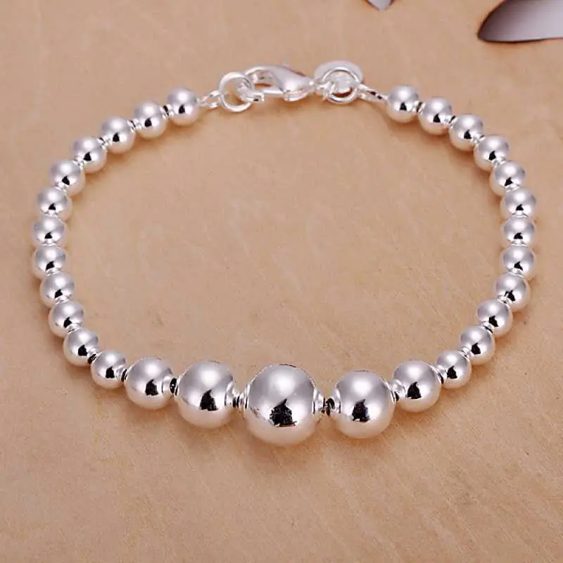 Silver Bracelet 4M Beads Pulsera Jewelry European Style Hbh 2 2