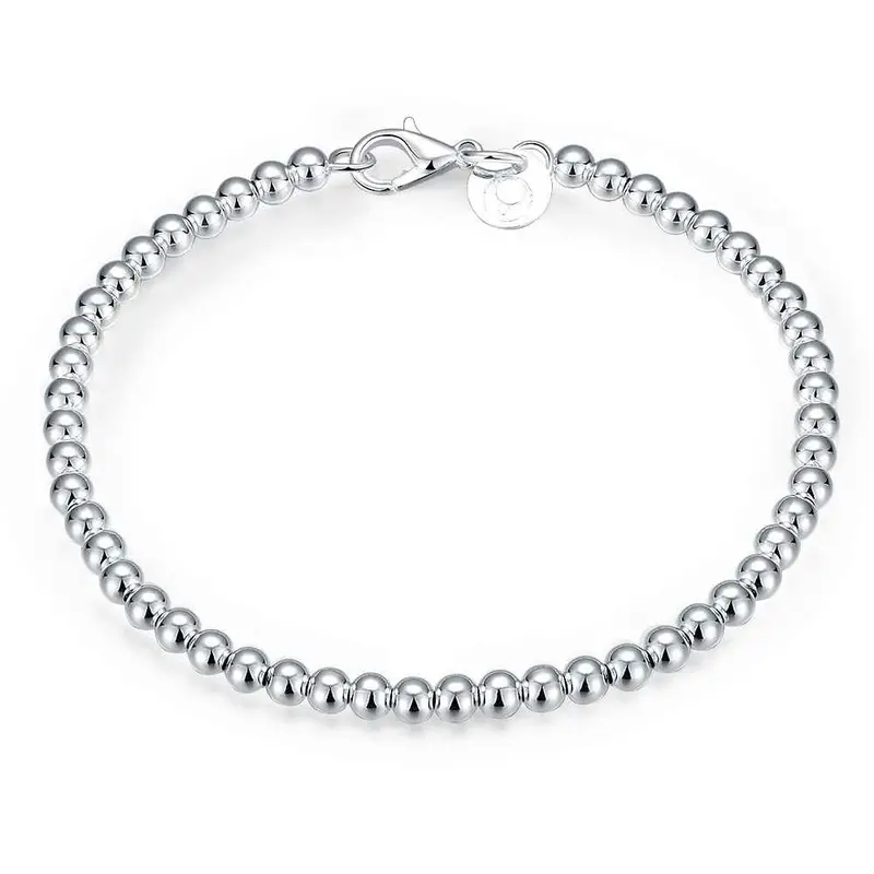 Silver Bracelet 4M Beads Pulsera Jewelry European Style Hbh 2 3