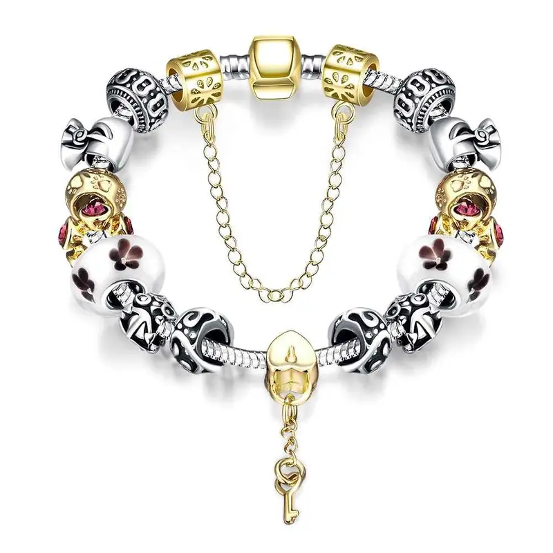 Silver Bracelet Men Intensive Connected Beads Pulseras Mujer Costume Jewellery 1