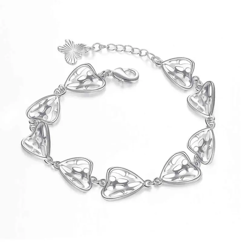 Silver Charm Bracelet Even Oval Beads Pulsera Wedding Jewelry Hbh 17 3