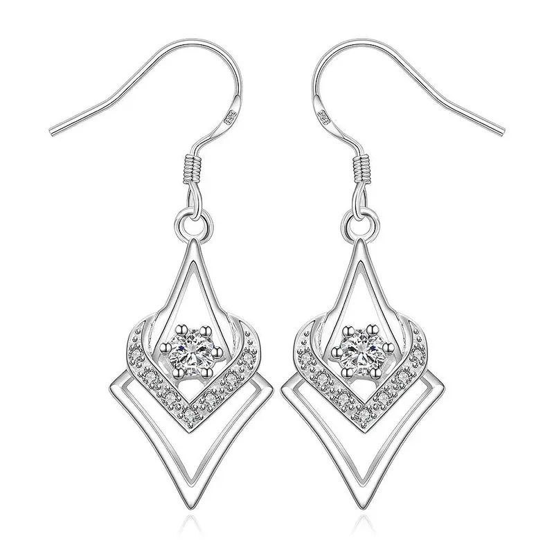 Silver Clip On Earrings Austria Crystal Flower Drop Cufflinks Hand Madeball 242 3
