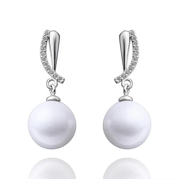 Silver Clip On Earrings Beads Imitation Pearl Stud Cufflinks Hand Madeball 262 3
