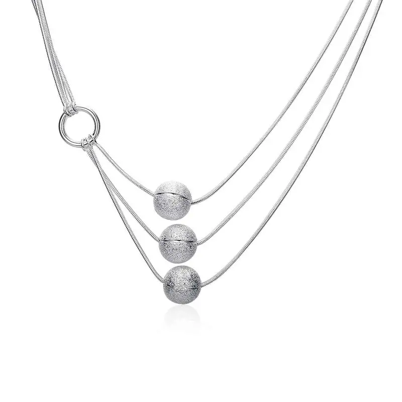 Silver Collar Necklace Light Sand Bead Collier Femme Joyas1 8 3