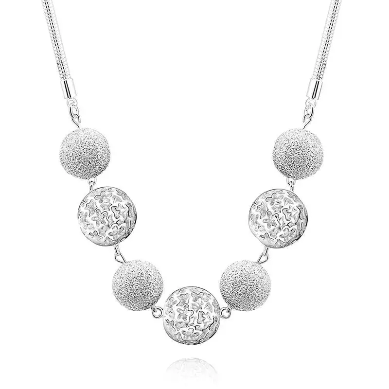 Silver Collar Necklace Light Sand Bead Collier Femme Joyas1 8 7