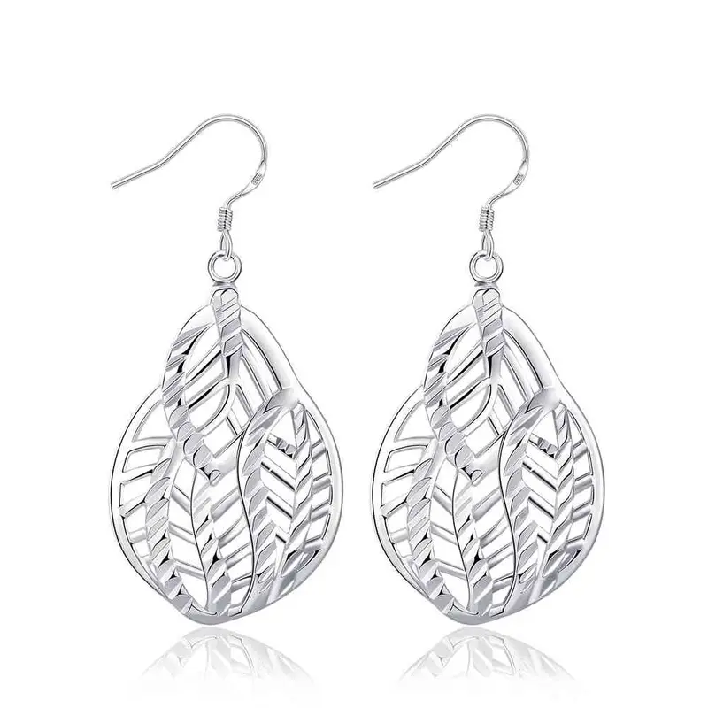 Silver Earing Leaf Drop Oorbellen Wedding Jewelry 273 4