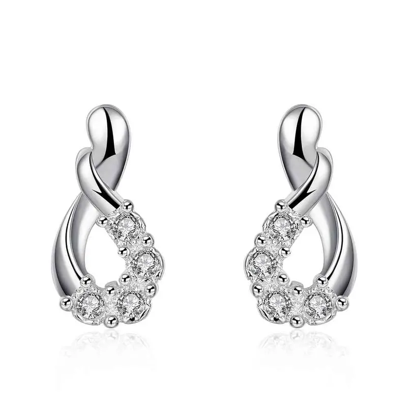 Silver Earing Twisted Crystal Drop Cufflinks 753 1