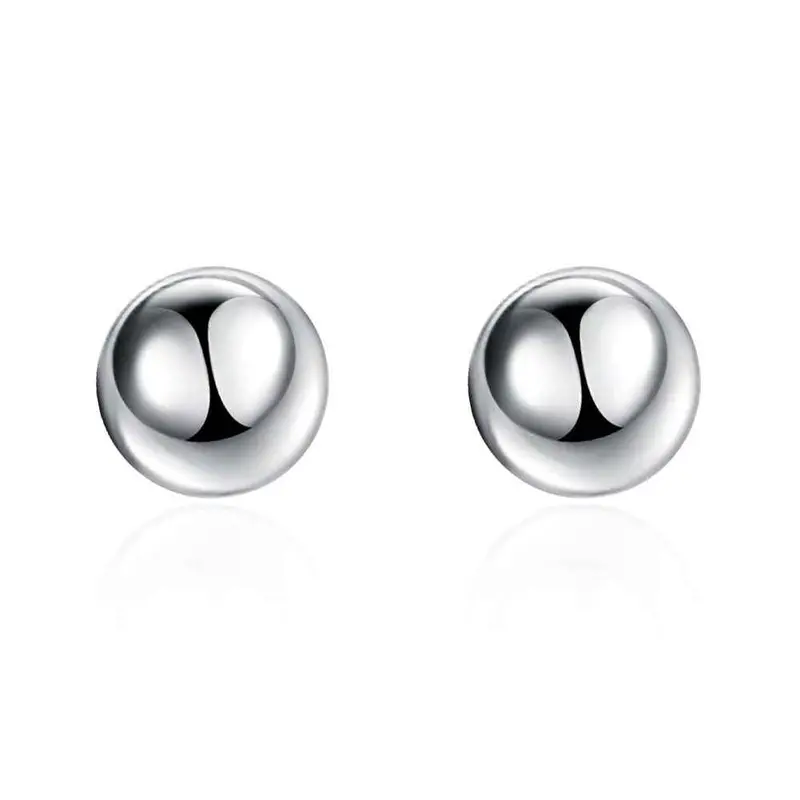 Silver Earings 8Mm Bead Stud Brincos De Festa Bijoux 1