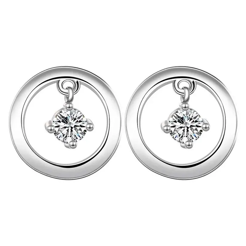 Silver Earings Jewelry Circle Stud Orecchini Jewelry European Style 618 1