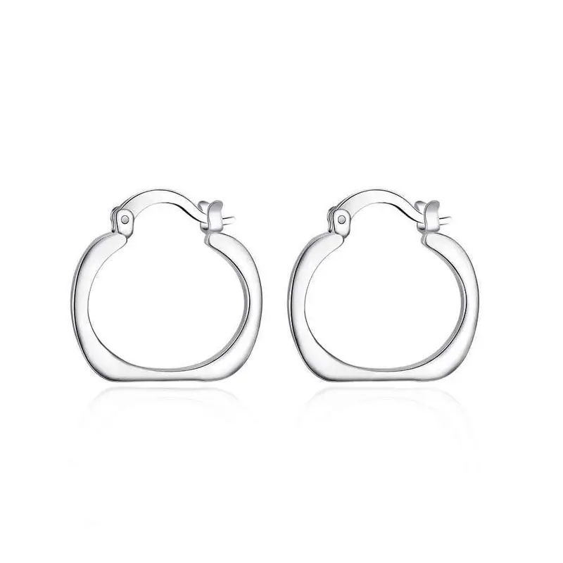 Silver Earings Jewelry Flat Square Round Hoop Brinco Sport 123 1
