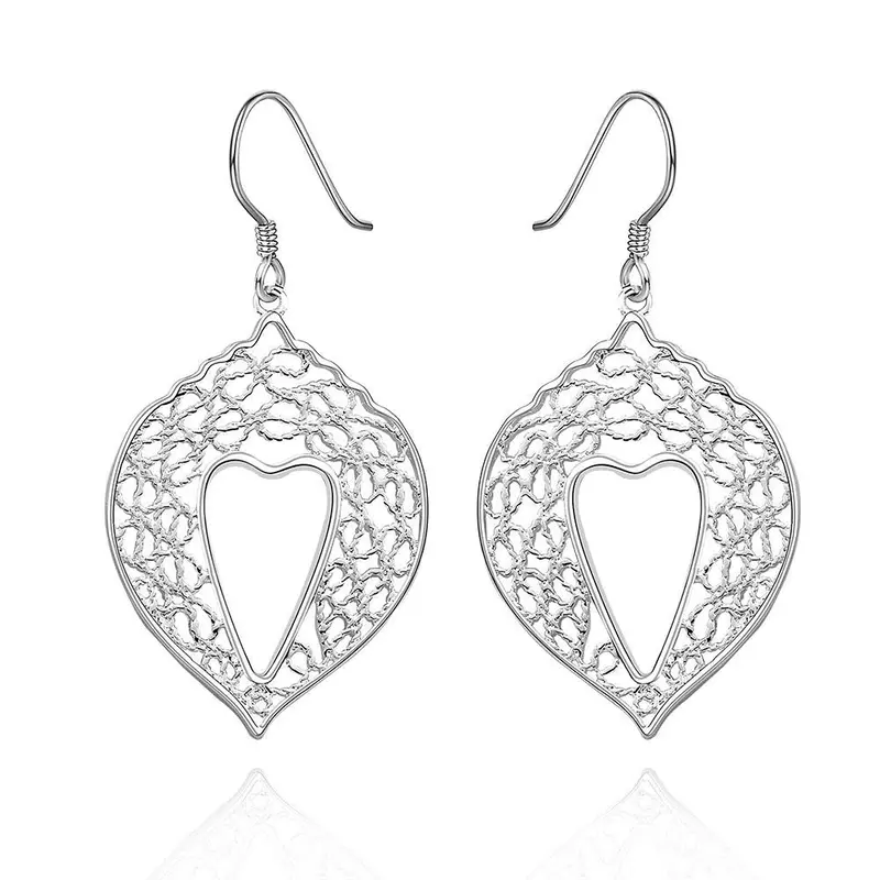 Silver Earings Jewelry Heart Stud Brincos De Festa Floating Charms 227 1