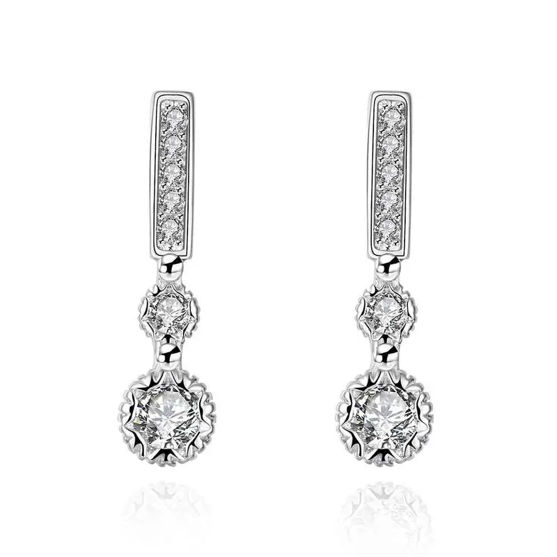 Silver Earings Jewelry Long Fall Crystal Drop Pendientes Bear Gift For Her 756 1
