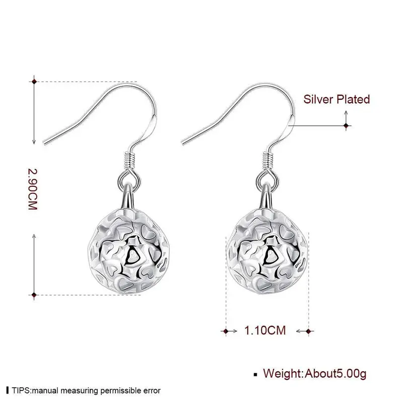 Silver Earings Jewelry Solid Ball Drop Cufflinks Charm 2