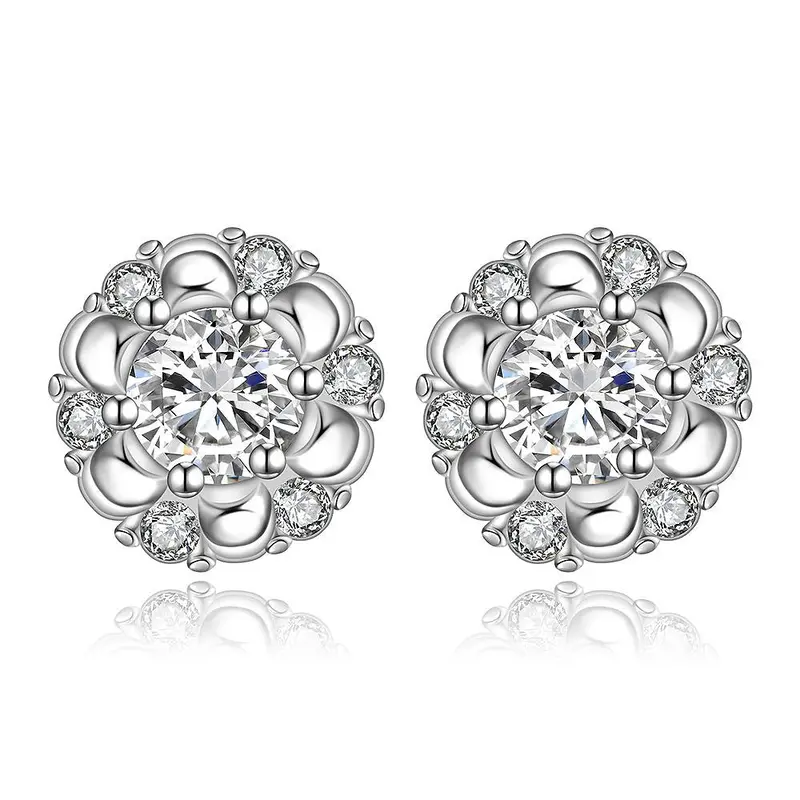 Silver Earings Red Stone Stud Cuff Wedding Jewelry 2 4