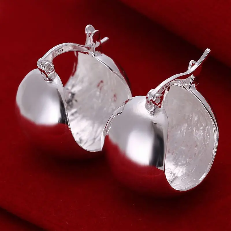 Silver Earings Smooth Egg Stud Brinco Joyas 2