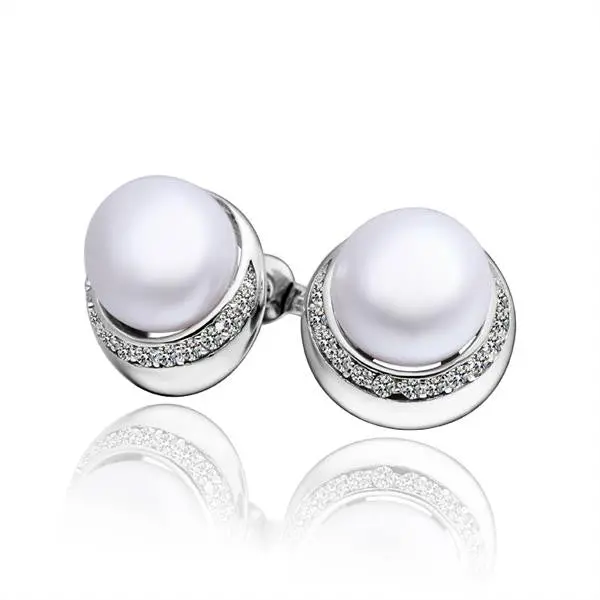 Silver Earring Beads Heart Imitation Pearl Stud Cuff Wedding 3