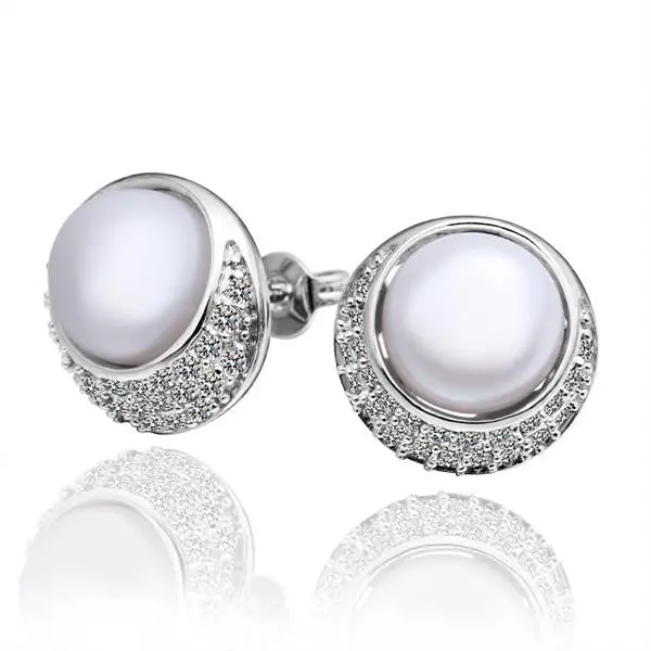 Silver Earring Beads Heart Imitation Pearl Stud Cuff Wedding 6
