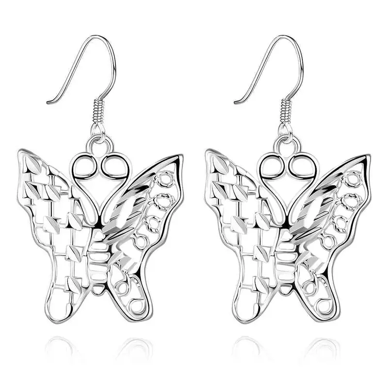 Silver Earring Butterfly Drop Ear Cuff Bijoux Femme 1