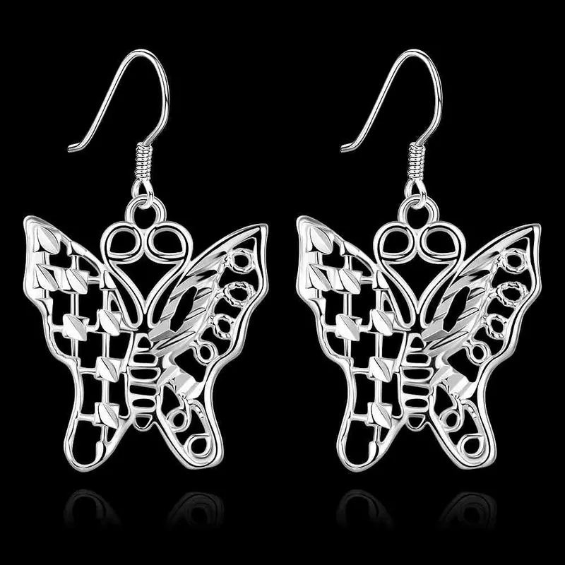 Silver Earring Butterfly Drop Ear Cuff Bijoux Femme 2