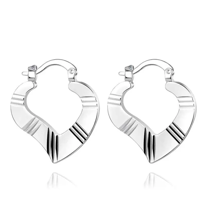 Silver Earrings Artistic Heart-Shaped Clip Brincos De Festa Floating Charms 689 1
