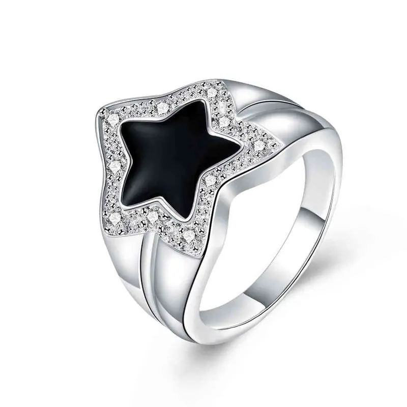 Silver Engagement Ring Pentagram Insets Ring Men Elegant 727 1