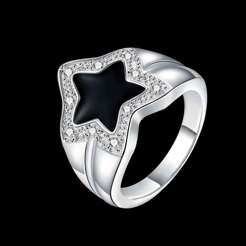 Silver Engagement Ring Pentagram Insets Ring Men Elegant 727 2