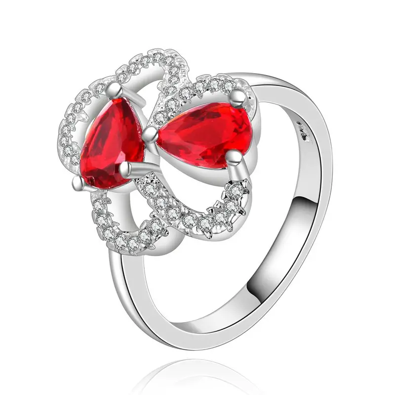Silver Engagement Rings Insets Flower-Sapphire Anillos Jewelry 5