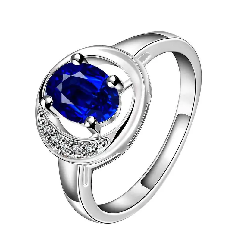Silver Engagement Rings Oval Stone Hollow Package Ring Men Collier Plastron Femme338 1