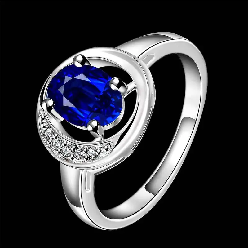 Silver Engagement Rings Oval Stone Hollow Package Ring Men Collier Plastron Femme338 10