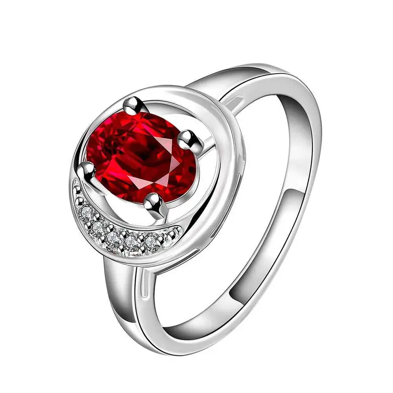 Silver Engagement Rings Oval Stone Hollow Package Ring Men Collier Plastron Femme338 2
