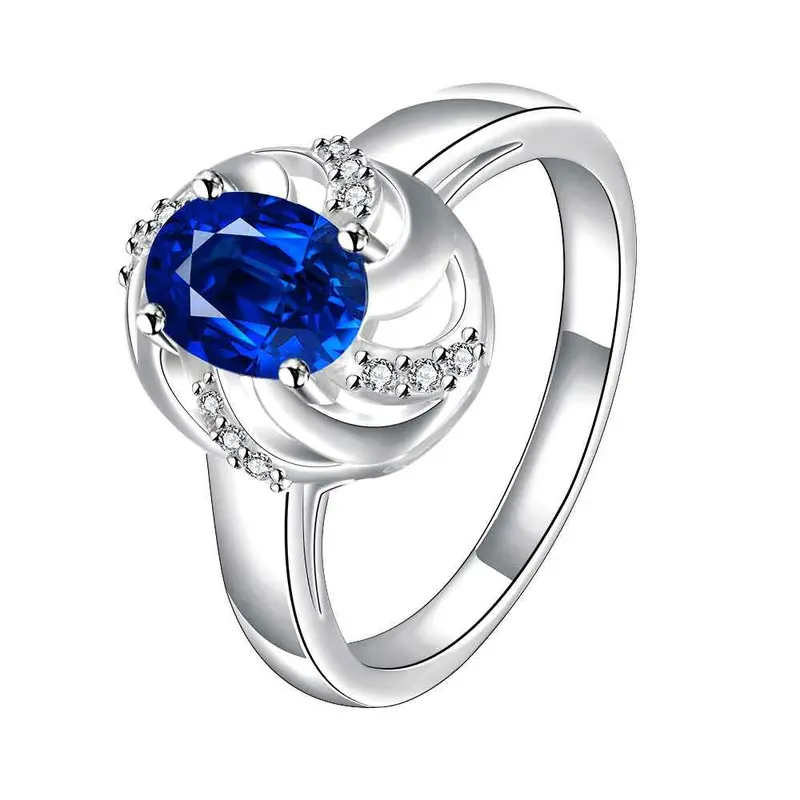 Silver Engagement Rings Oval Stone Hollow Package Ring Men Collier Plastron Femme338 4