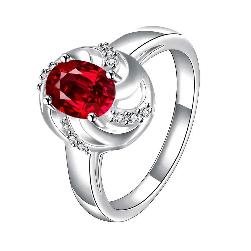 Silver Engagement Rings Oval Stone Hollow Package Ring Men Collier Plastron Femme338 5