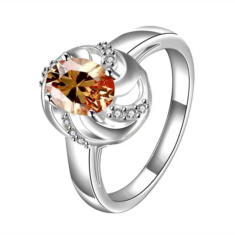 Silver Engagement Rings Oval Stone Hollow Package Ring Men Collier Plastron Femme338 6