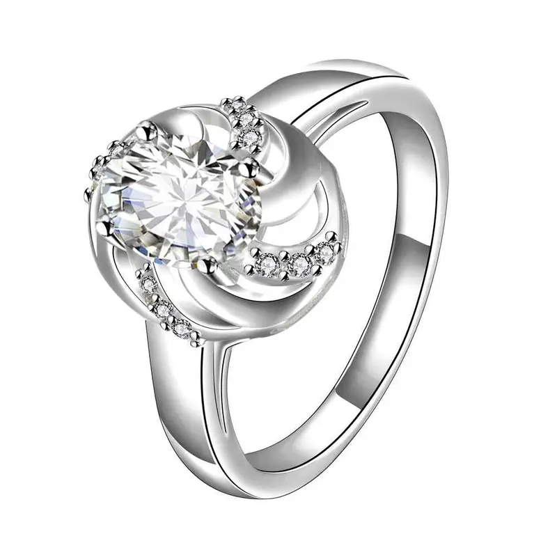 Silver Engagement Rings Oval Stone Hollow Package Ring Men Collier Plastron Femme338 7