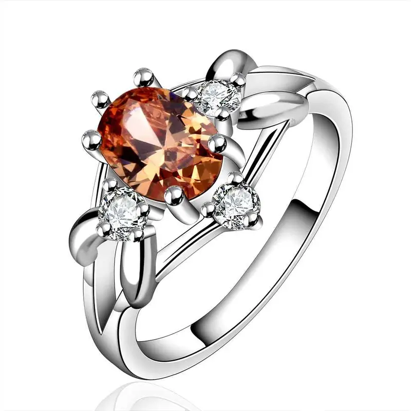 Silver Finger Ring White Orange Stone Crystal Rings The Lord Of Rings Silver Plated Ring 641 1