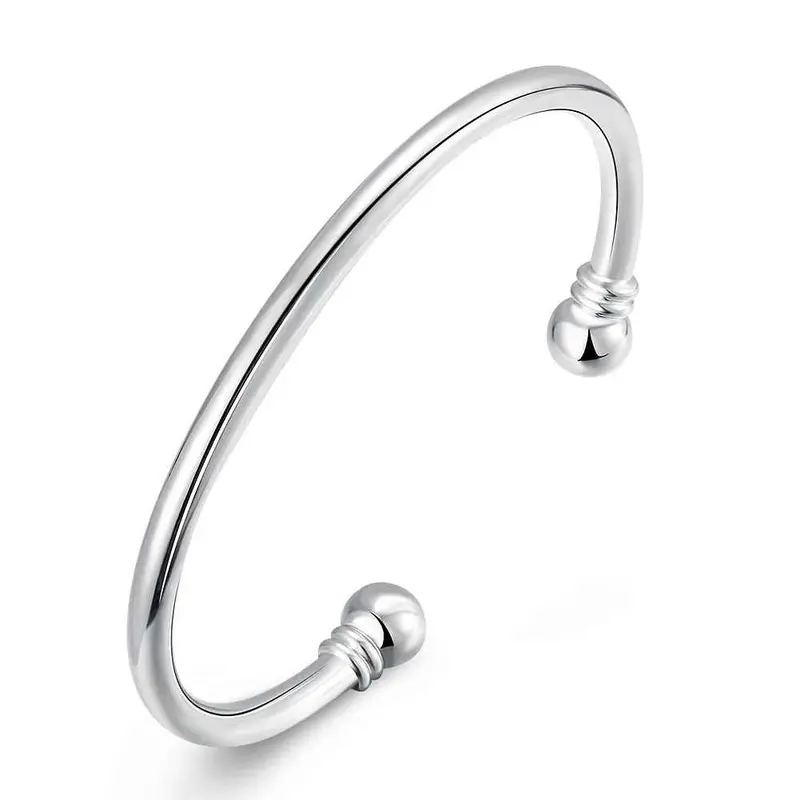 Silver Friendship Bangle Double Balls Women Bracelet Love Smtb 27 1