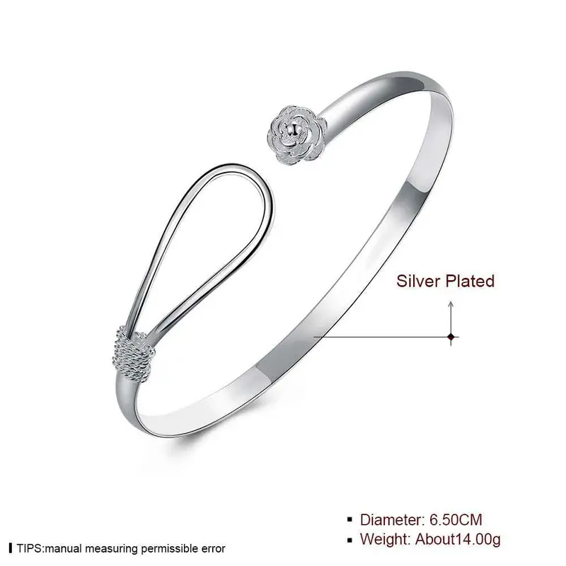 Silver Friendship Bangle Flower Singlet Buckle Women Pulseras Personalized Smtb179 2