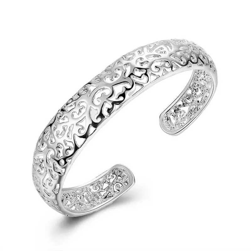 Silver Friendship Bangle Small Hollow Women Pulseras Wedding Jewelry Smtb144 1