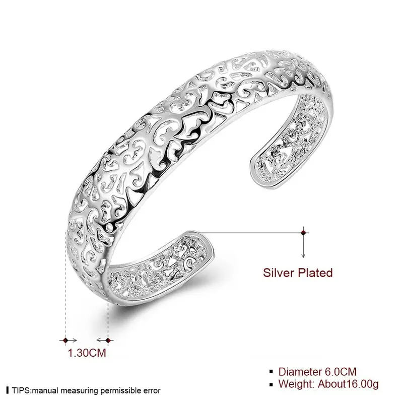 Silver Friendship Bangle Small Hollow Women Pulseras Wedding Jewelry Smtb144 2