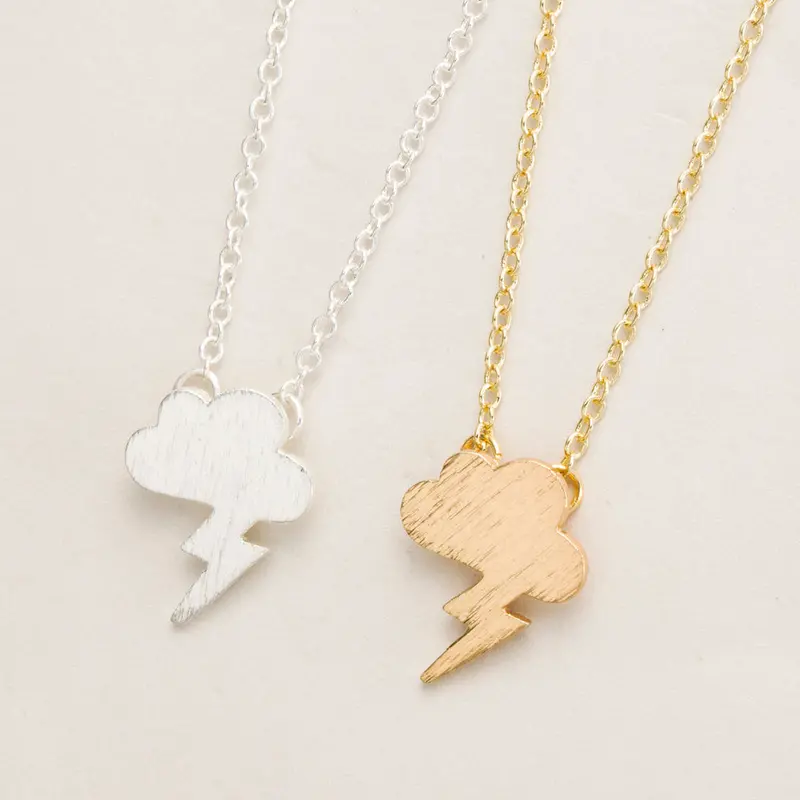 Silver Grumpy Little Cloud Lightning Necklace Pendant Cute Celebrity Style Dark Clouds Necklaces 30Pcs-N098 1