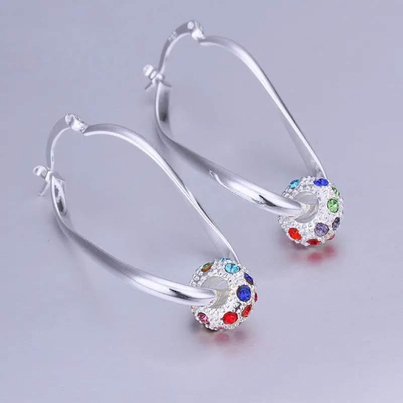 Silver Hoop Earrings Cubic Zirconia Earrings Flower Flower Silver Hoop Earrings 1