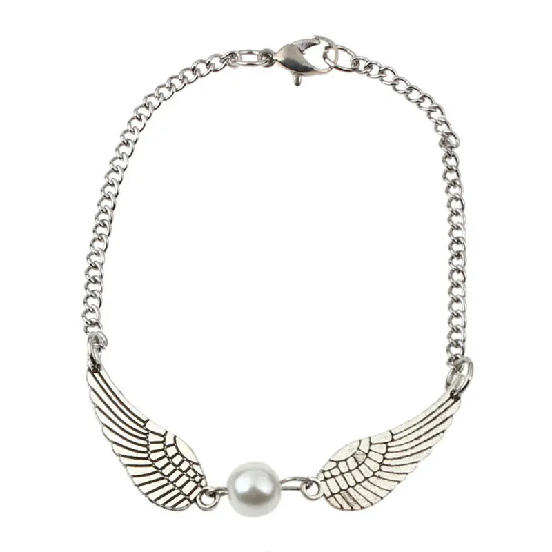 Silver Infinity Retro Pearl Angel Wings Jewelry Dove Peace Bracelet Feida 2