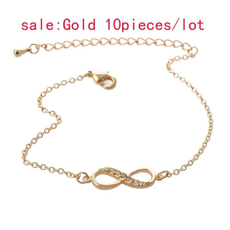 Silver Infinity With Stones Bracelet Eight Shape Crystal Bracelets 10Pcs30pcs-B009 1