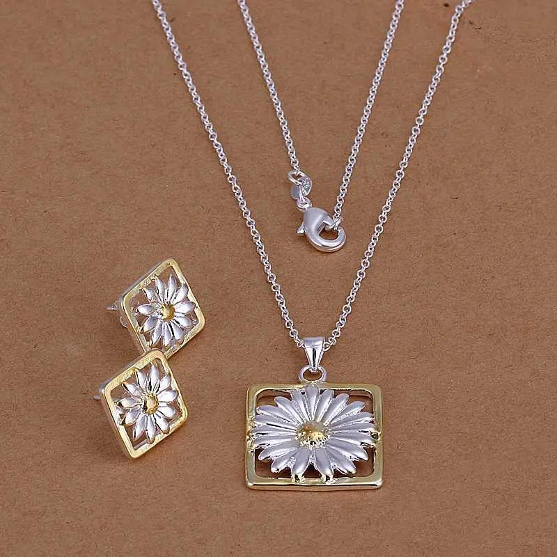 Silver Jewelry Sets Square Bangle&Earring African Jewelry Set18 2