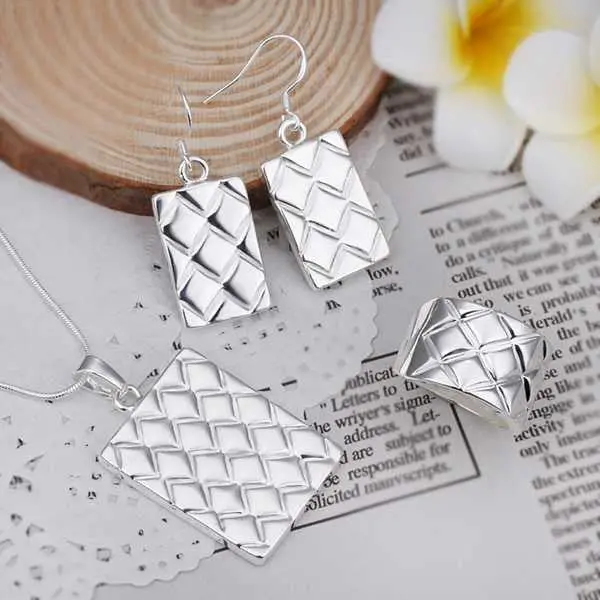 Silver Jewelry Sets Square Bangle&Earring African Jewelry Set18 5