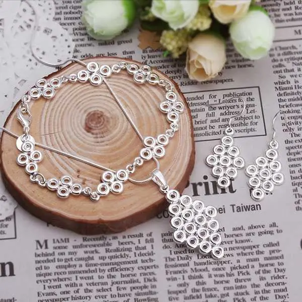 Silver Jewelry Sets Square Bangle&Earring African Jewelry Set18 6