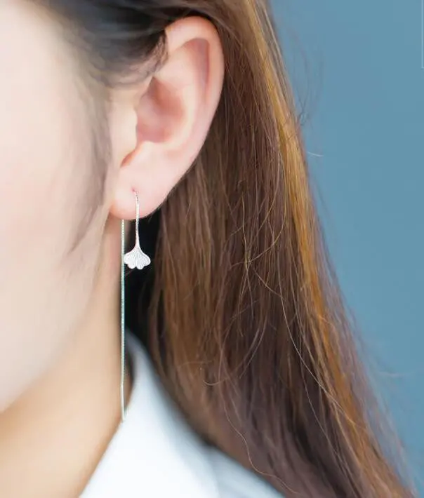 Silver Leaf Earrings Long Chain Earrings Wedding Gifts Syed101 1
