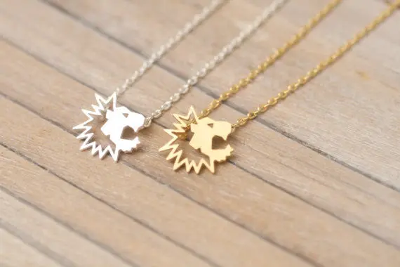 Silver Lion Head Necklace Tiny Lion Necklace Cute Lion Face Pendant Necklace 30Pcs-N129 1