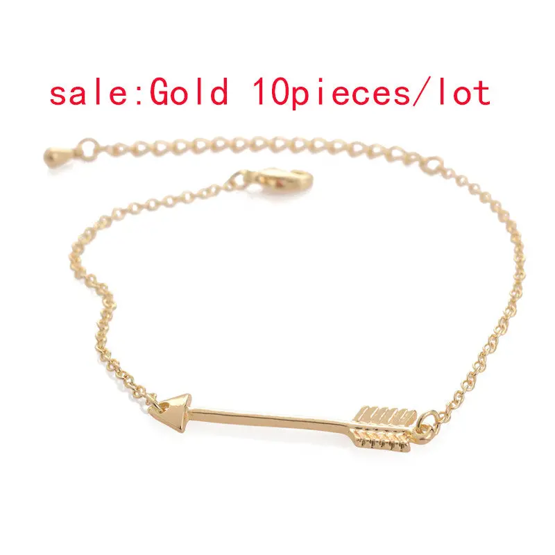 Silver Long Arrow Bow Charm Bracelets Bangles 10Pcs-B014 1