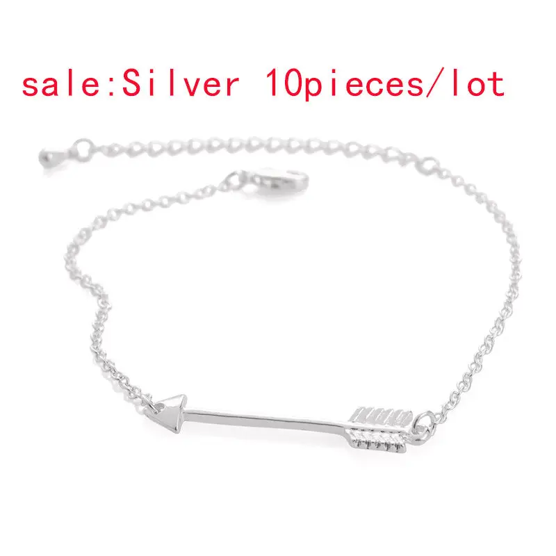 Silver Long Arrow Bow Charm Bracelets Bangles 10Pcs-B014 3