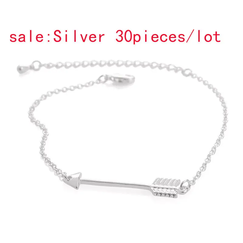 Silver Long Arrow Bow Charm Bracelets Bangles 10Pcs-B014 4